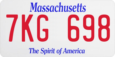 MA license plate 7KG698