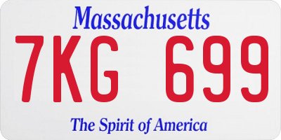 MA license plate 7KG699