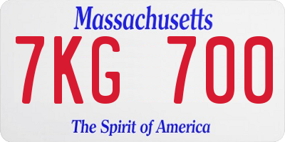 MA license plate 7KG700