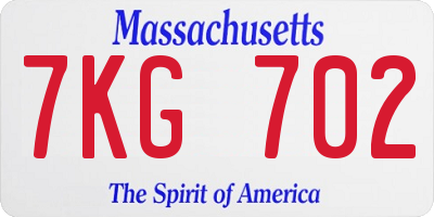 MA license plate 7KG702