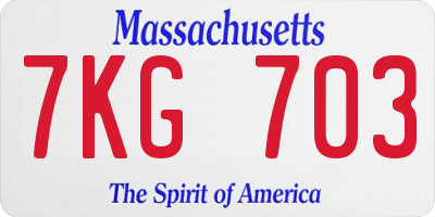 MA license plate 7KG703