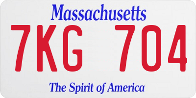 MA license plate 7KG704