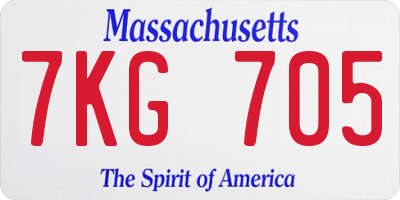MA license plate 7KG705