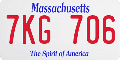 MA license plate 7KG706