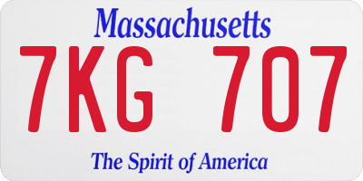 MA license plate 7KG707