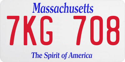 MA license plate 7KG708