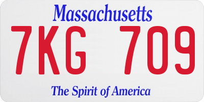 MA license plate 7KG709