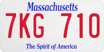 MA license plate 7KG710