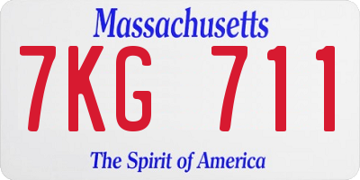MA license plate 7KG711