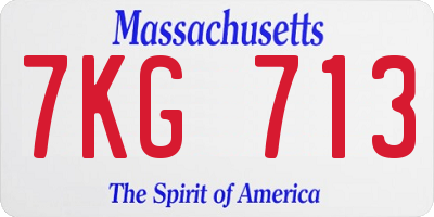 MA license plate 7KG713