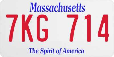 MA license plate 7KG714