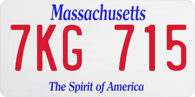 MA license plate 7KG715