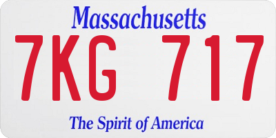 MA license plate 7KG717