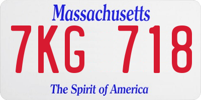 MA license plate 7KG718