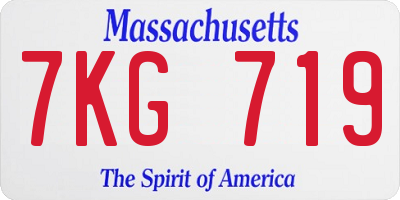 MA license plate 7KG719