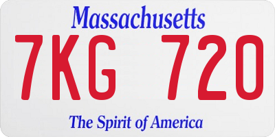 MA license plate 7KG720