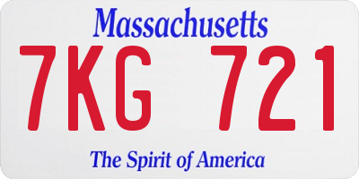 MA license plate 7KG721