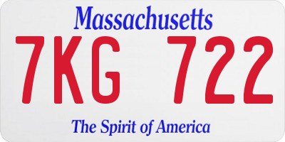 MA license plate 7KG722
