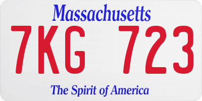 MA license plate 7KG723