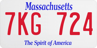 MA license plate 7KG724