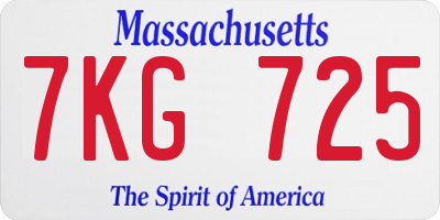 MA license plate 7KG725