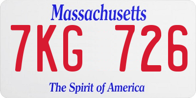 MA license plate 7KG726