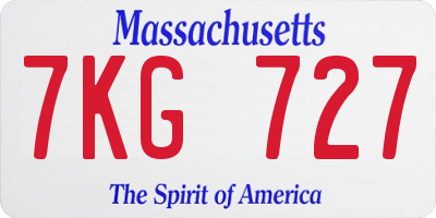 MA license plate 7KG727