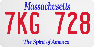 MA license plate 7KG728