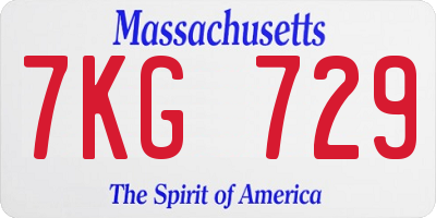 MA license plate 7KG729