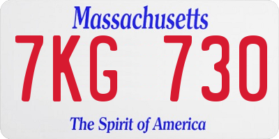 MA license plate 7KG730