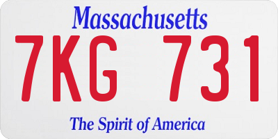 MA license plate 7KG731