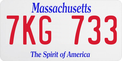 MA license plate 7KG733