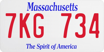 MA license plate 7KG734