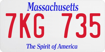 MA license plate 7KG735