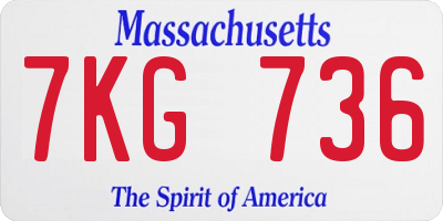 MA license plate 7KG736