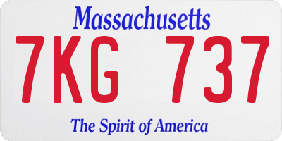 MA license plate 7KG737