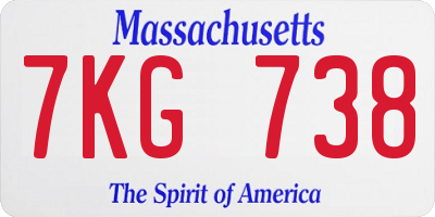 MA license plate 7KG738