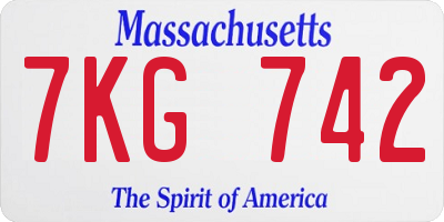 MA license plate 7KG742