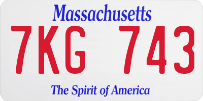 MA license plate 7KG743