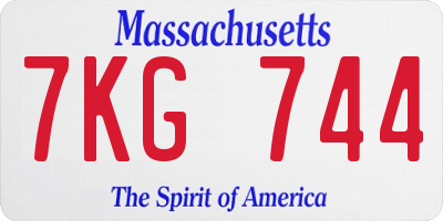 MA license plate 7KG744