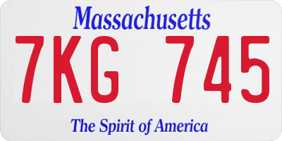 MA license plate 7KG745