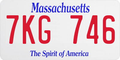 MA license plate 7KG746