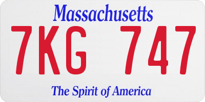 MA license plate 7KG747