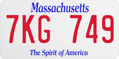 MA license plate 7KG749