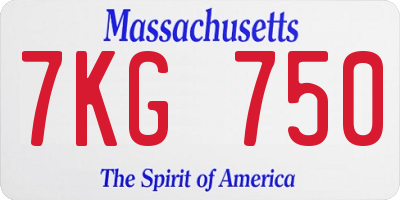 MA license plate 7KG750