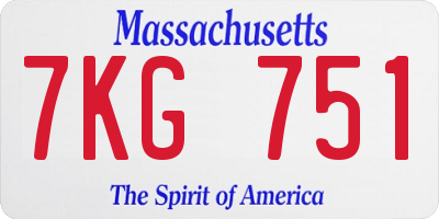 MA license plate 7KG751