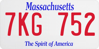 MA license plate 7KG752