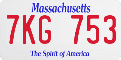 MA license plate 7KG753