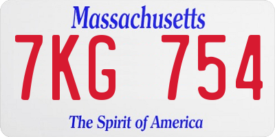 MA license plate 7KG754