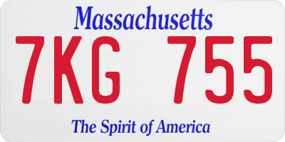 MA license plate 7KG755